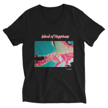 Load image into Gallery viewer, Unisex Short Sleeve V-Neck T-Shirt with &quot;Island of Happiness&quot; Artwork