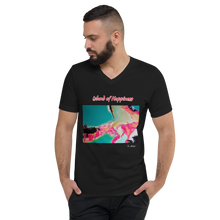 Load image into Gallery viewer, Unisex Short Sleeve V-Neck T-Shirt with &quot;Island of Happiness&quot; Artwork