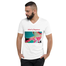 Load image into Gallery viewer, Unisex Short Sleeve V-Neck T-Shirt with &quot;Island of Happiness&quot; Artwork