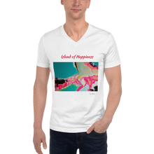 Load image into Gallery viewer, Unisex Short Sleeve V-Neck T-Shirt with &quot;Island of Happiness&quot; Artwork
