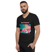 Load image into Gallery viewer, Unisex Short Sleeve V-Neck T-Shirt with &quot;Island of Happiness&quot; Artwork