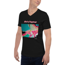 Load image into Gallery viewer, Unisex Short Sleeve V-Neck T-Shirt with &quot;Island of Happiness&quot; Artwork
