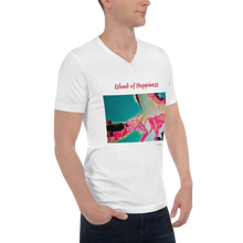Load image into Gallery viewer, Unisex Short Sleeve V-Neck T-Shirt with &quot;Island of Happiness&quot; Artwork
