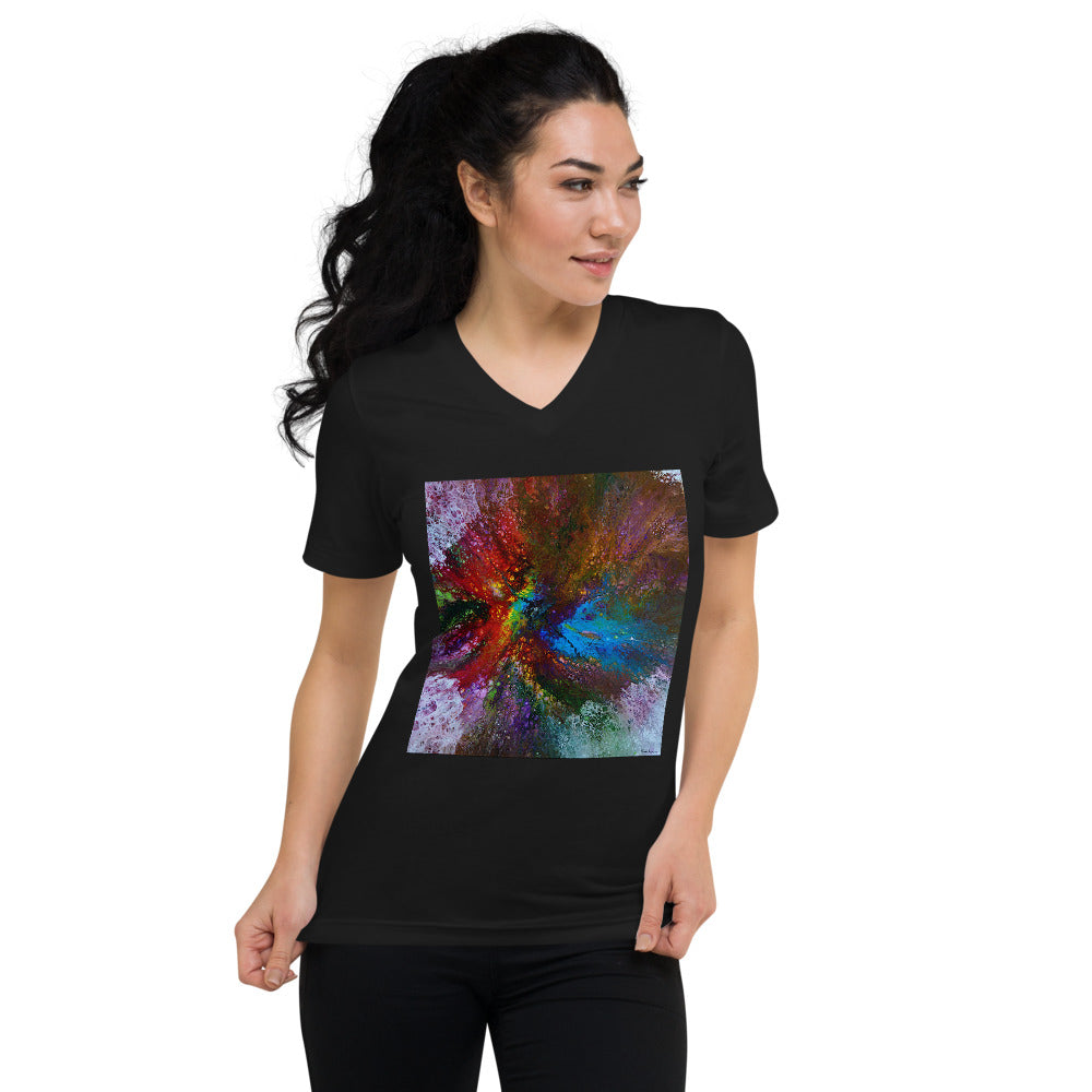 Unisex Short Sleeve V-Neck T-Shirt with 