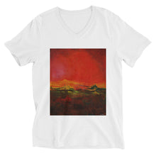 Load image into Gallery viewer, Unisex Short Sleeve V-Neck T-Shirt with &quot;World on Fire&quot; Artwork