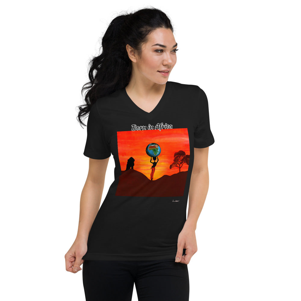 Unisex Short Sleeve V-Neck T-Shirt with 