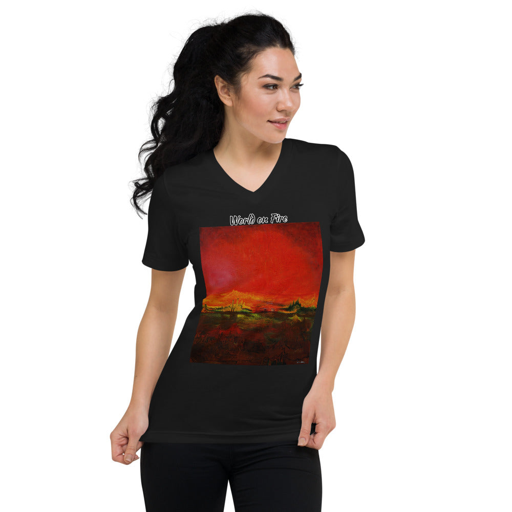 Unisex Short Sleeve V-Neck T-Shirt with 