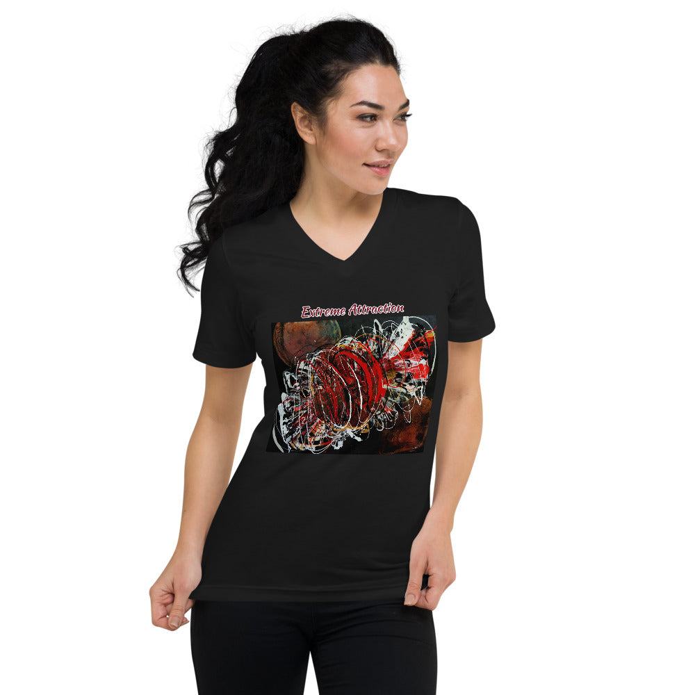 Unisex Short Sleeve V-Neck T-Shirt with 