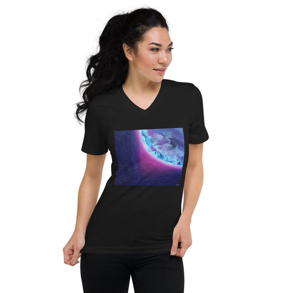 Unisex Short Sleeve V-Neck T-Shirt with 