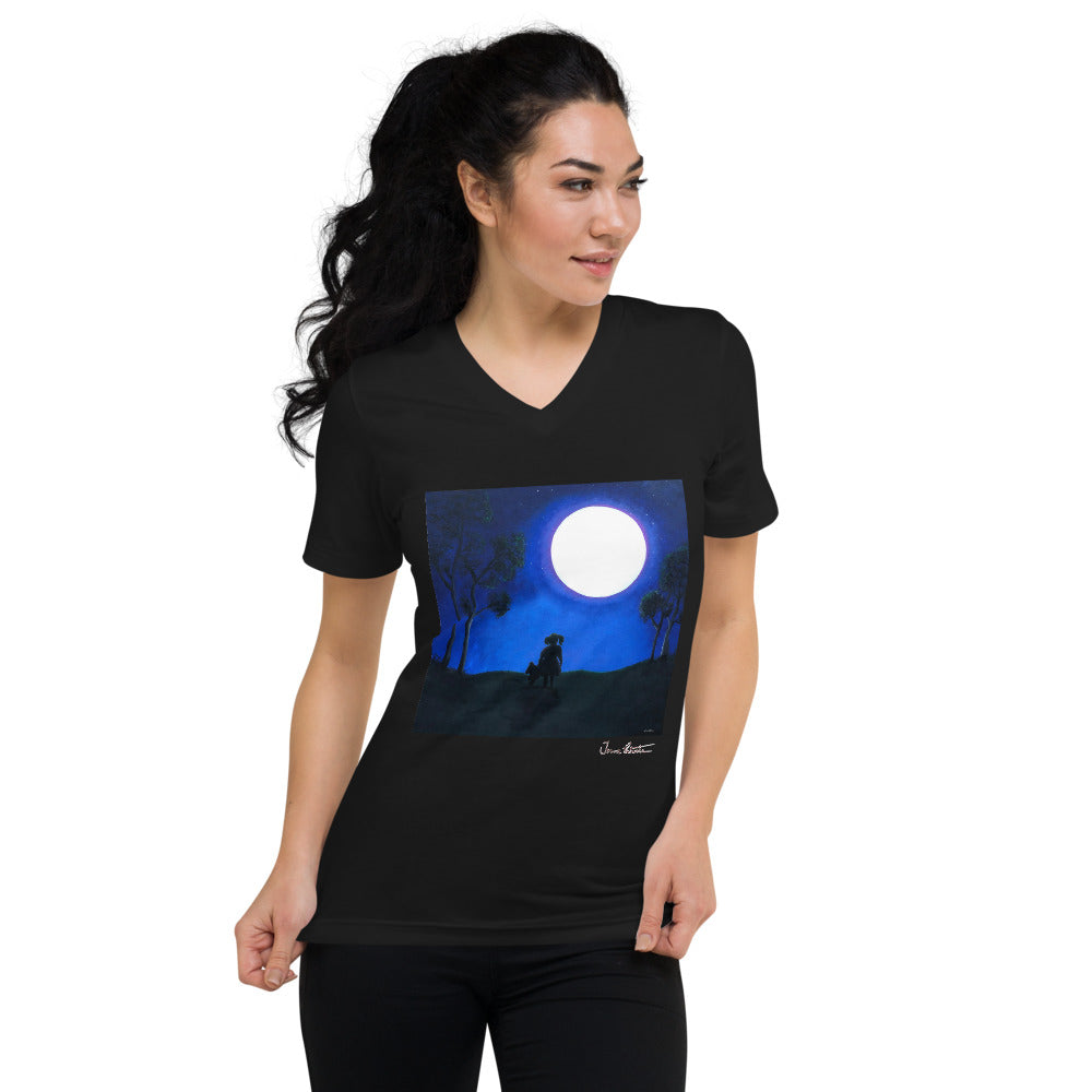 Unisex Short Sleeve V-Neck T-Shirt with 